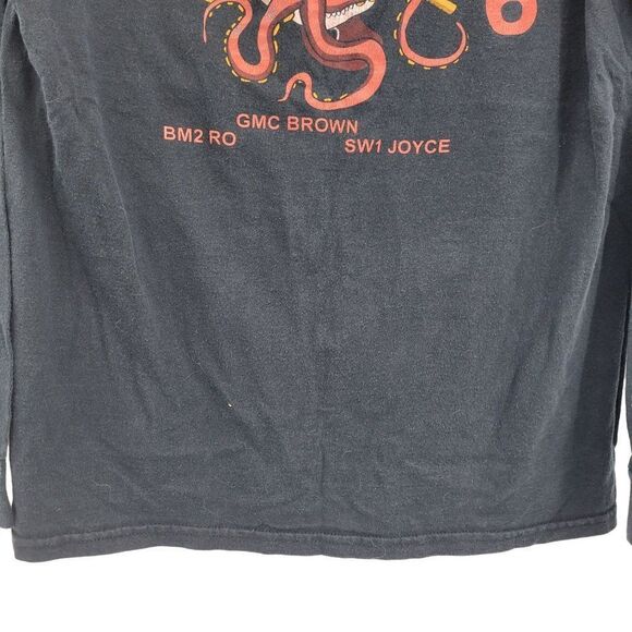 Y2K Long Sleeve Graphic T-shirt M Black Navy 246 Birthday Pirate Skull Faded - Picture 5 of 10
